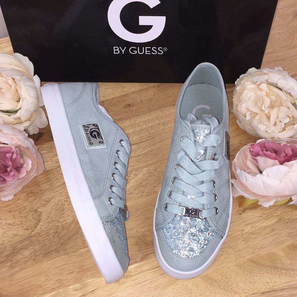G by Guess Blue Glitter Lace Up Sneakers 6.5M